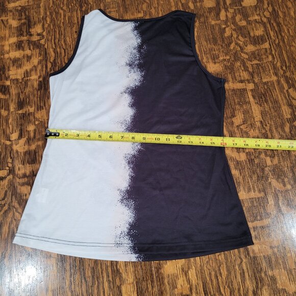 Edgy Sleeveless Top: Dancing Skeletons. Black and White. M. - Picture 5 of 8